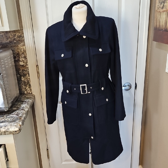 Centigrade Navy Belted Trench Coat Size Extra Small Xs - Picture 1 of 17